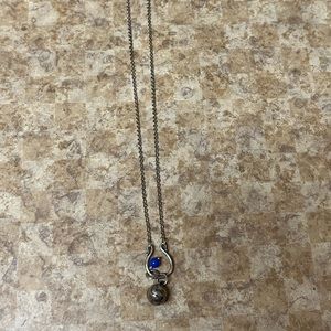 Volleyball Charm necklace and chain with blue accent charm (can be removed)